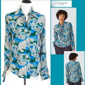 New Equipment Daria Long Sleeve Career Blouse Paisley Print Sz S